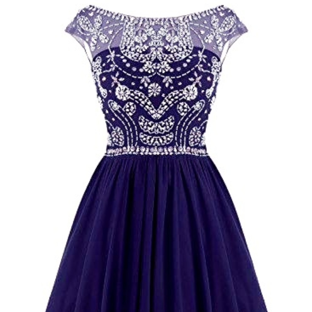 Navy Sequin Chiffon Dress Semi-formal Women 12 NWT